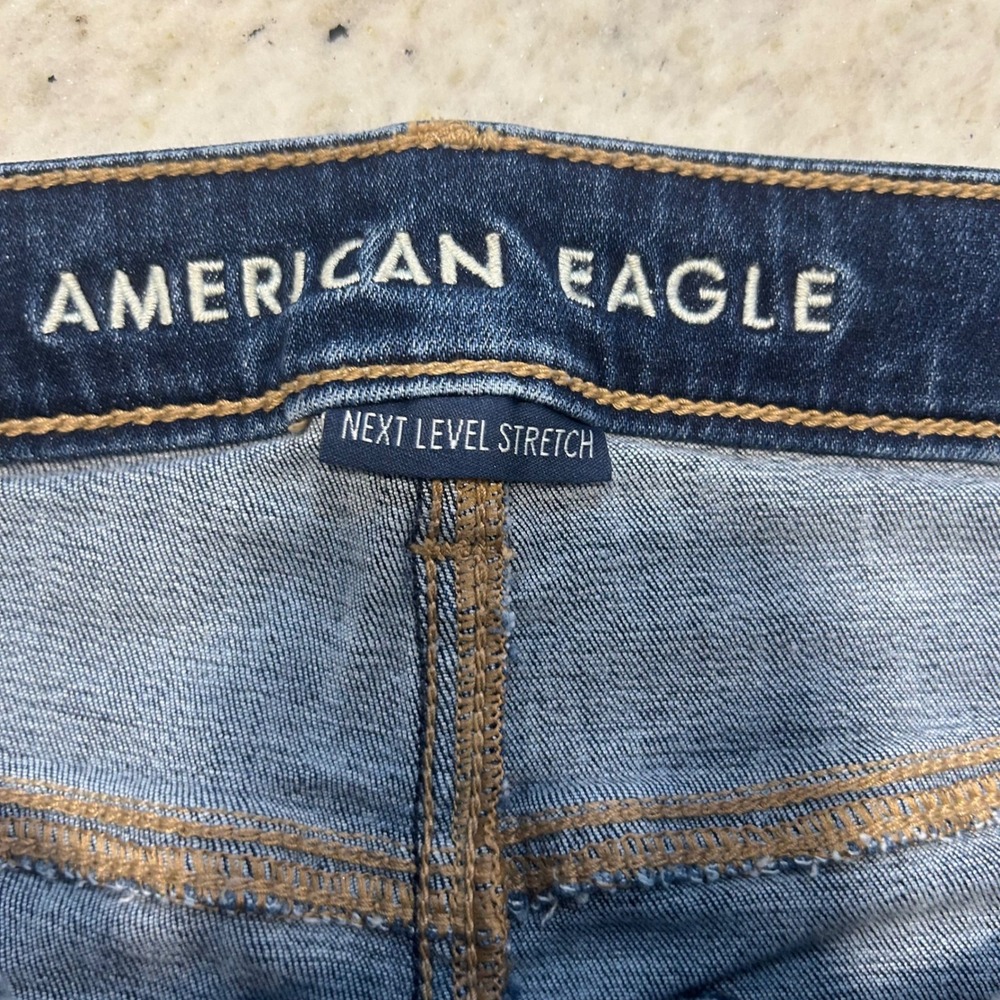 American Eagle Kick Boot Crop Jeans Women High Rise Patch Pocket Boho Flared 12 - Picture 3 of 7